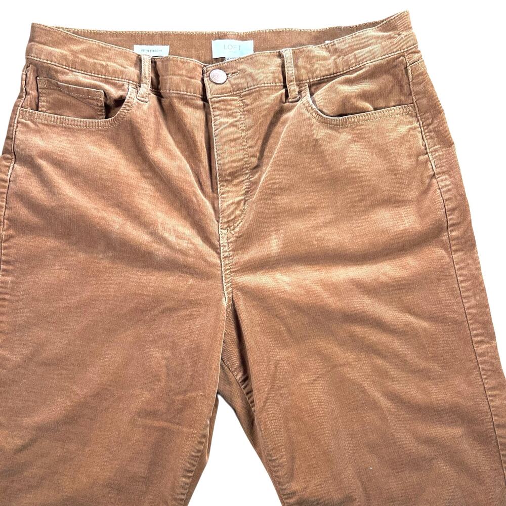 Ann Taylor LOFT Women 14 Petite Camel
Brown Corduroy Straight Leg Pants Stretch